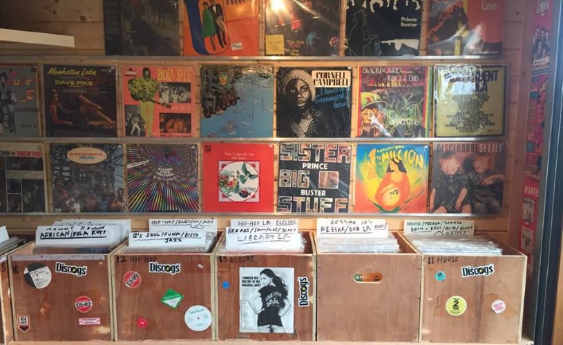 Records on display at Resolution Records